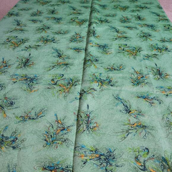 Vintage Green Abstract Fabric, 44x154 - Picture 2 of 6